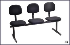 longarina secret&aacute;ria - 3 lugares - c/ hastes